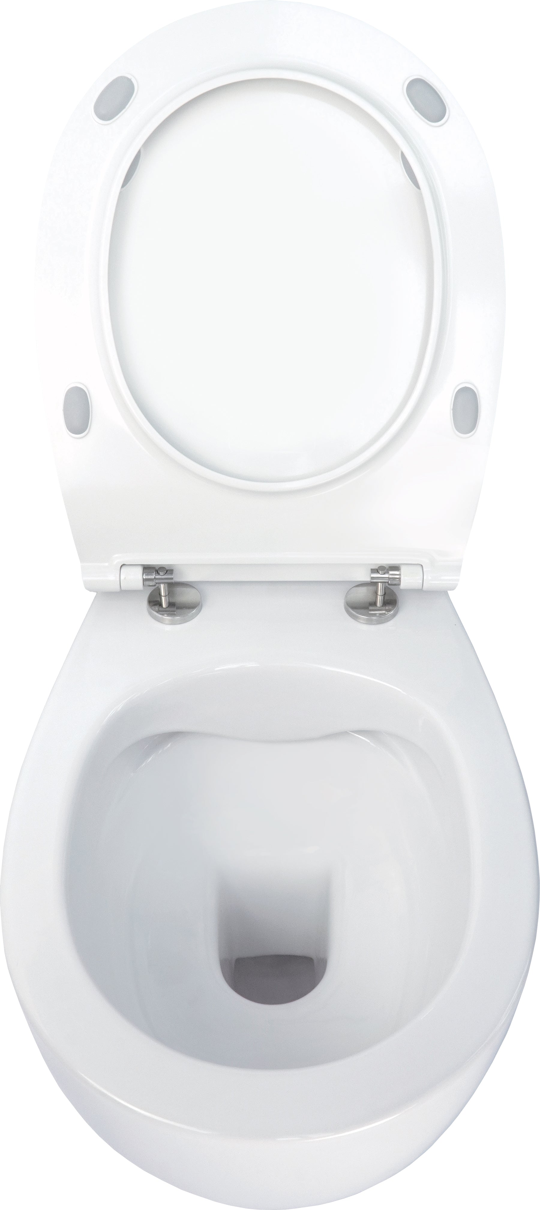 Toilet bowl, with seat, rimless