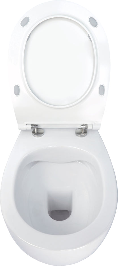 Toilet bowl, with seat, rimless