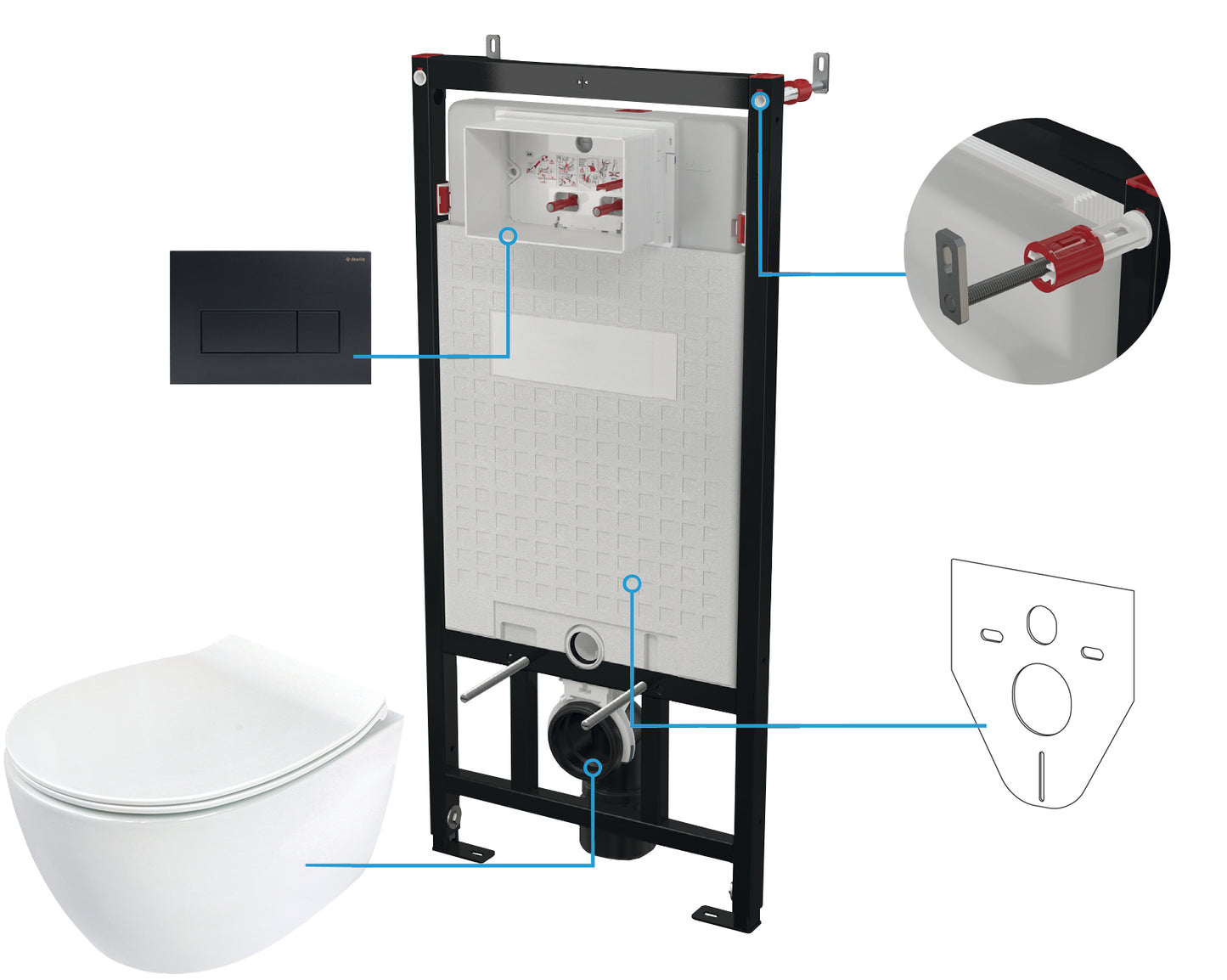 Toilet set, concealed, 6 in 1