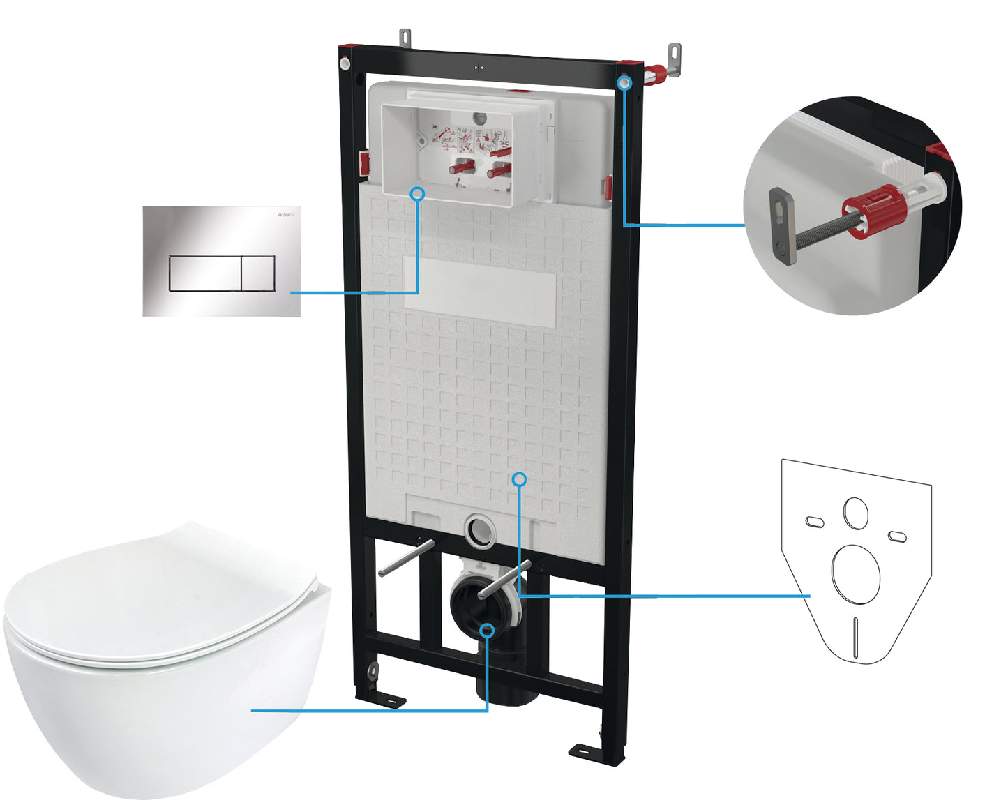 Toilet set, concealed, 6 in 1