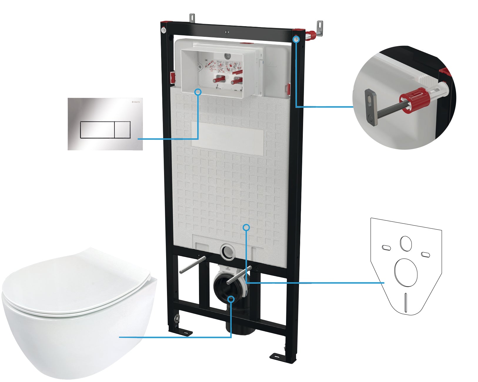 Toilet set, concealed, 6 in 1