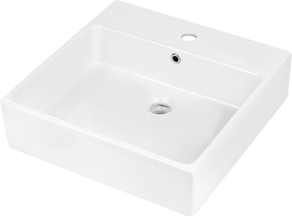 Ceramic washbasin, countertop/wall-mounted, with tap shelf - 50x50 cm