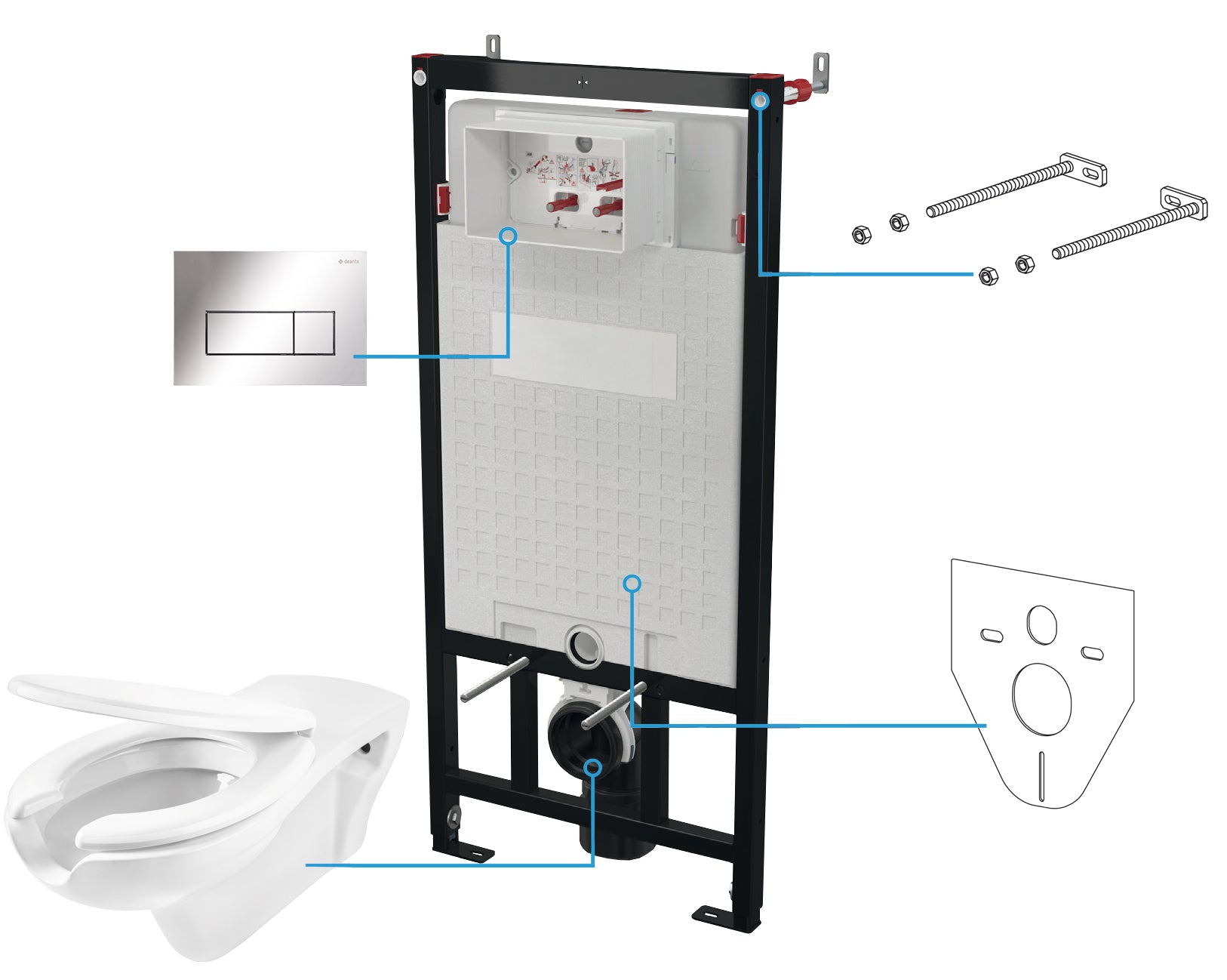Toilet set, concealed, 6 in 1