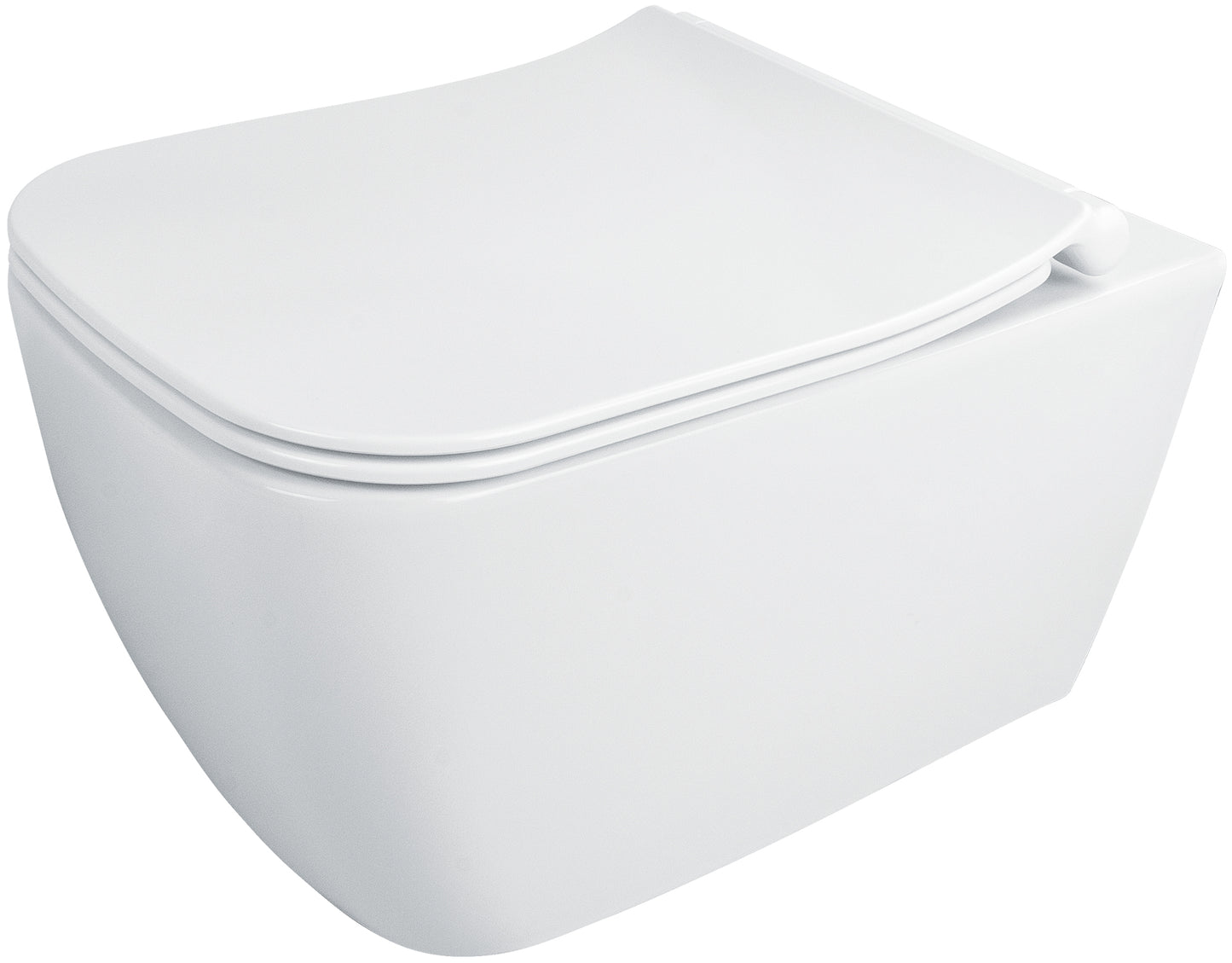 Toilet bowl, with seat, rimless