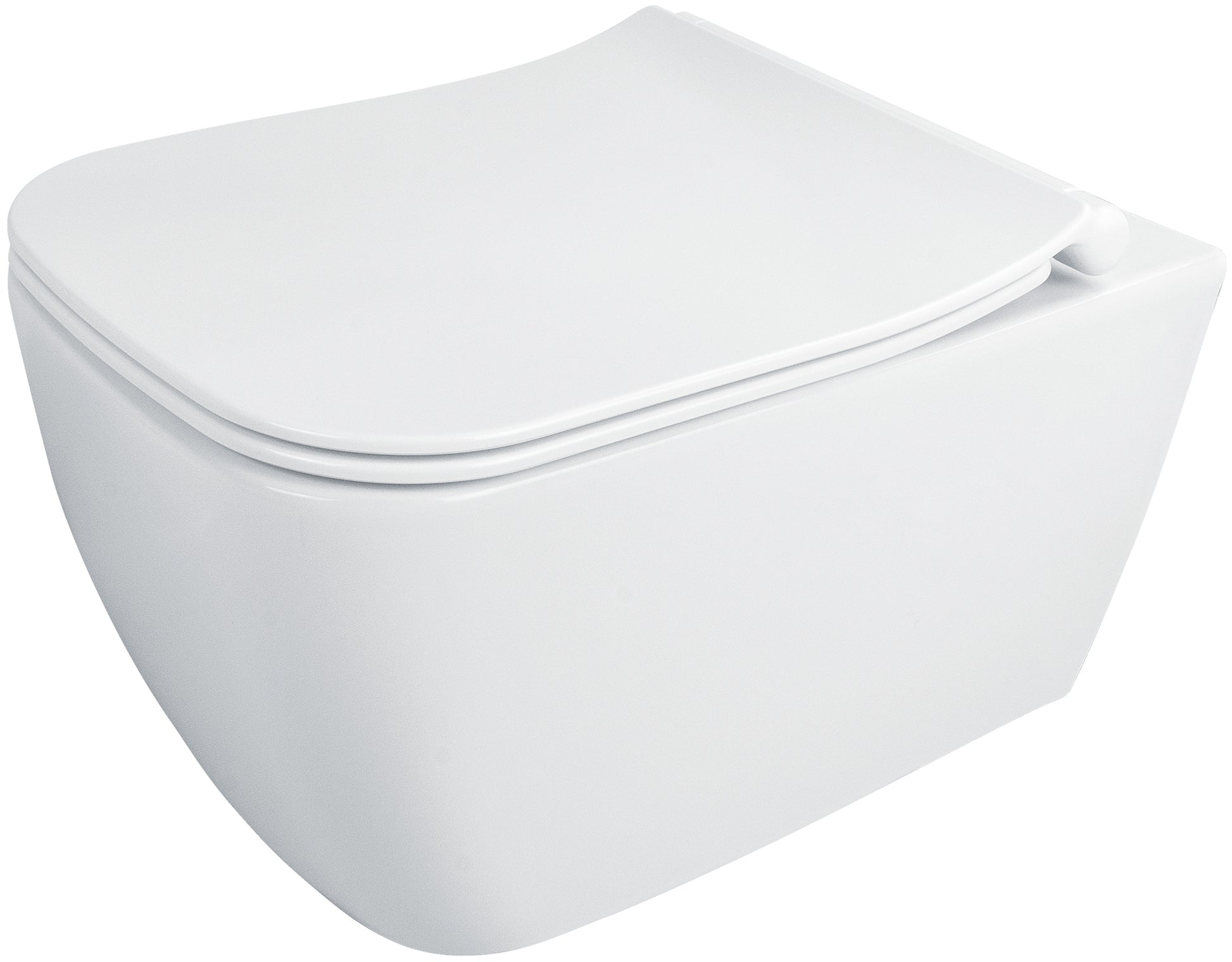 Toilet bowl, with seat, rimless