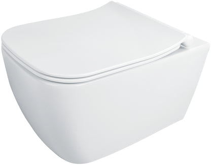 Toilet bowl, with seat, rimless