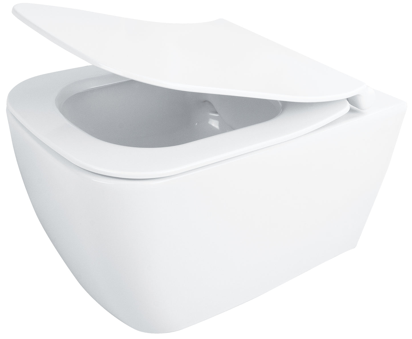 Toilet bowl, with seat, rimless