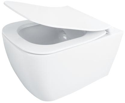 Toilet bowl, with seat, rimless