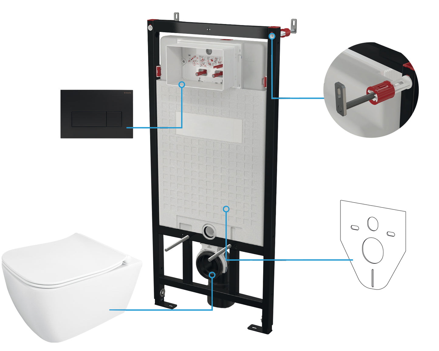 Toilet set, concealed, 6 in 1