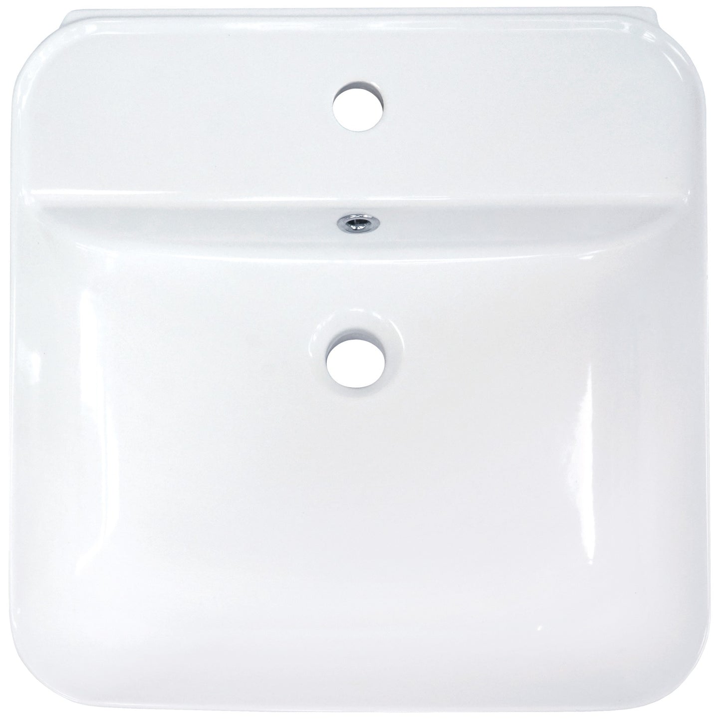 Ceramic washbasin, countertop/wall-mounted, with tap shelf