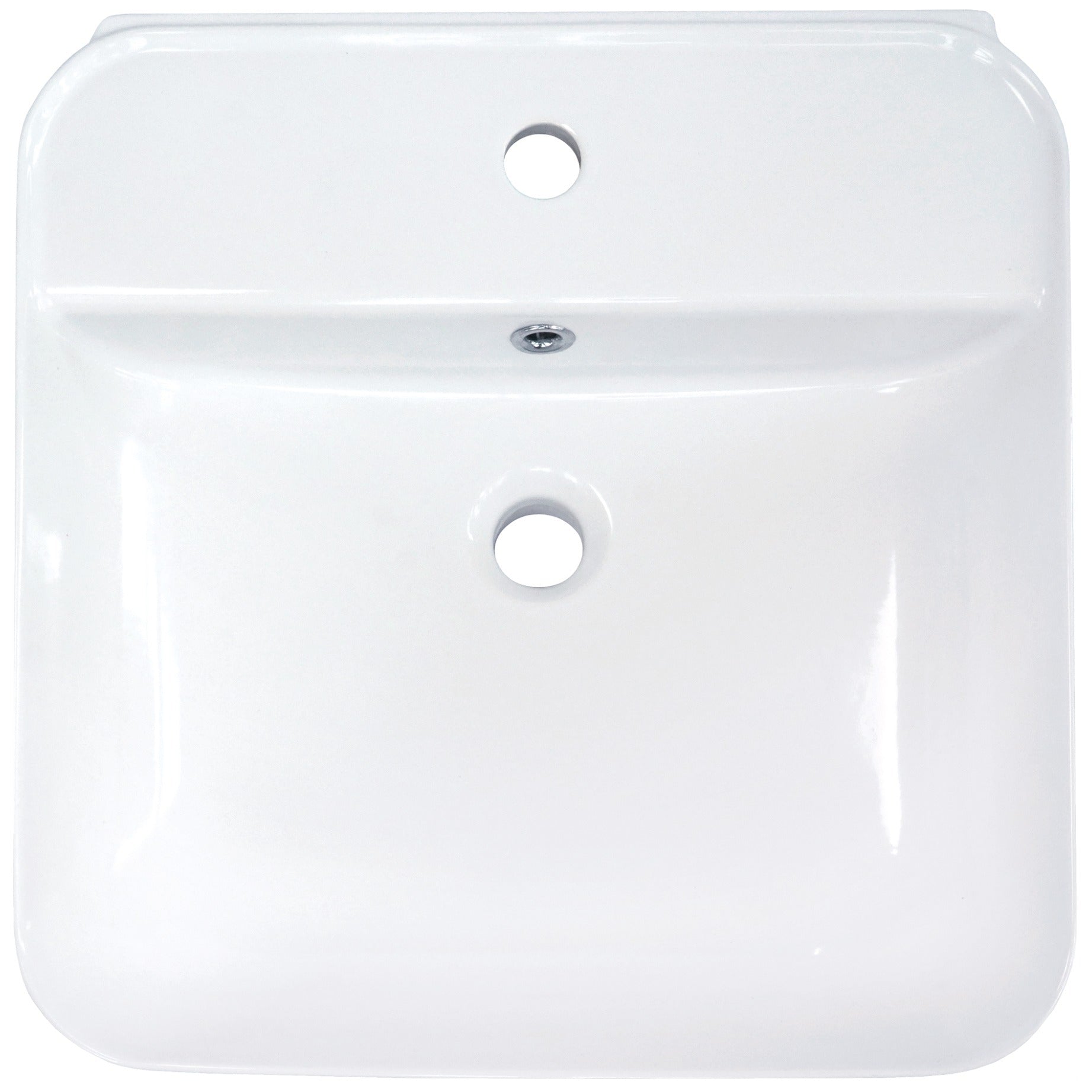 Ceramic washbasin, countertop/wall-mounted, with tap shelf