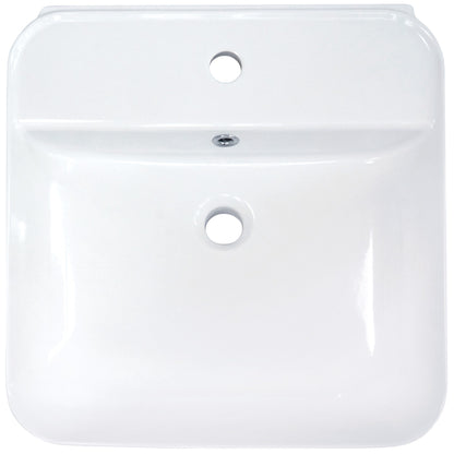 Ceramic washbasin, countertop/wall-mounted, with tap shelf