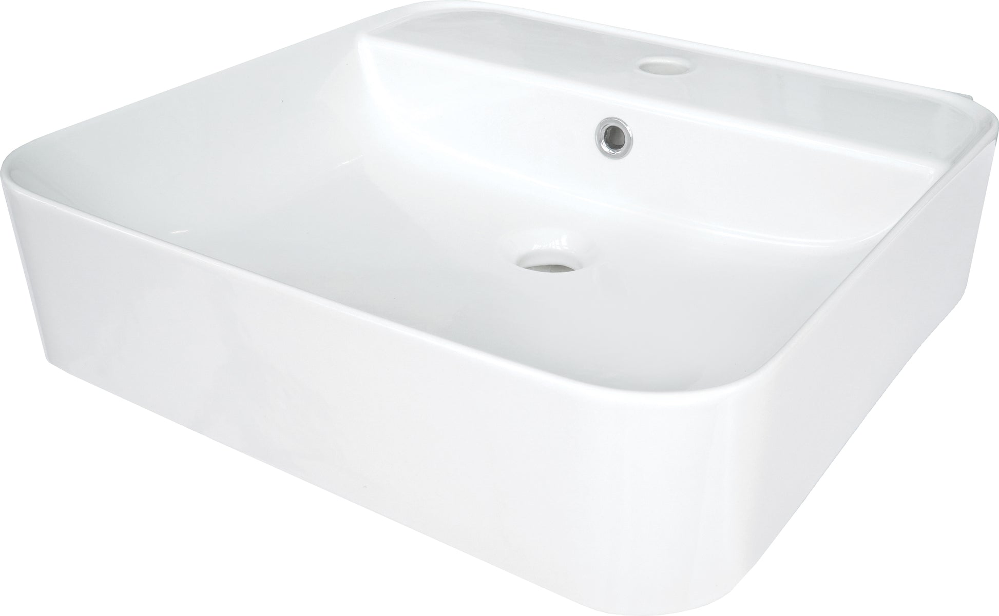 Ceramic washbasin, countertop/wall-mounted, with tap shelf