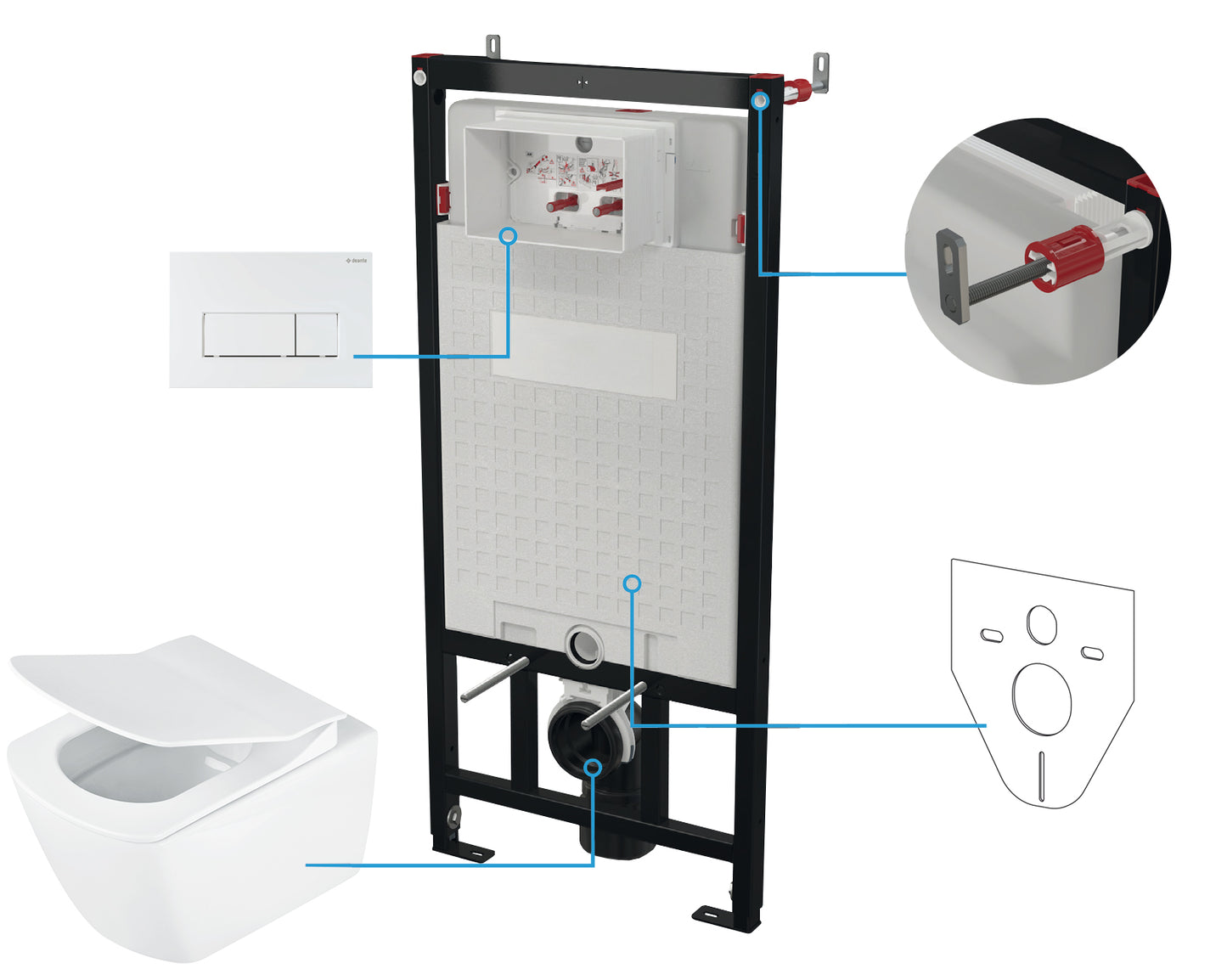 Toilet set, concealed, 6 in 1
