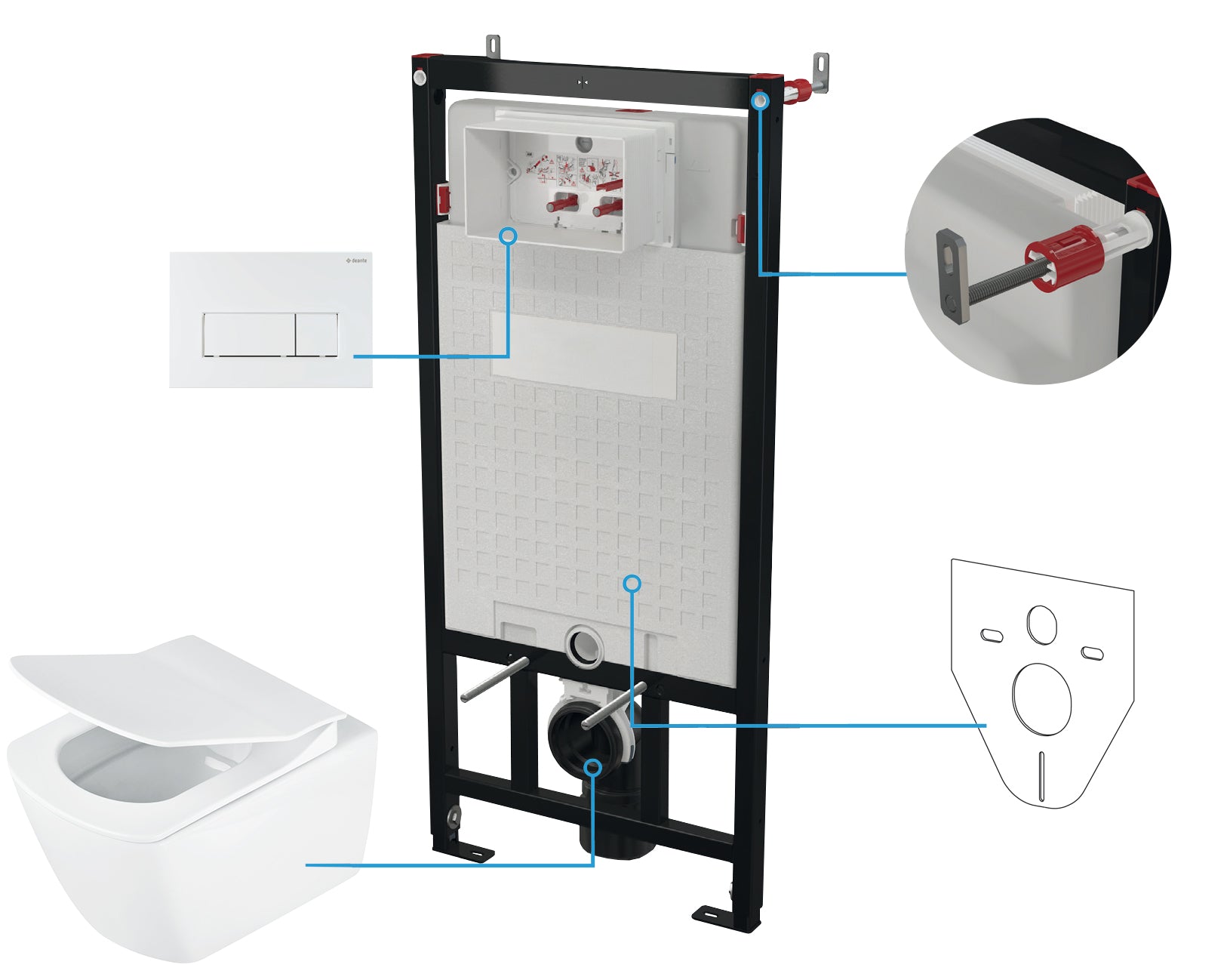 Toilet set, concealed, 6 in 1