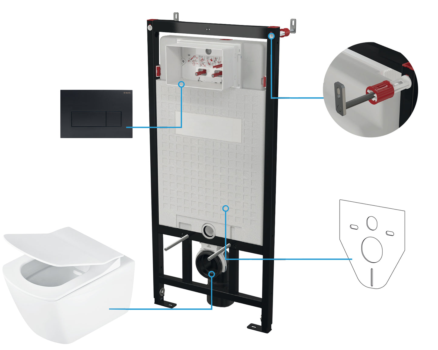 Toilet set, concealed, 6 in 1