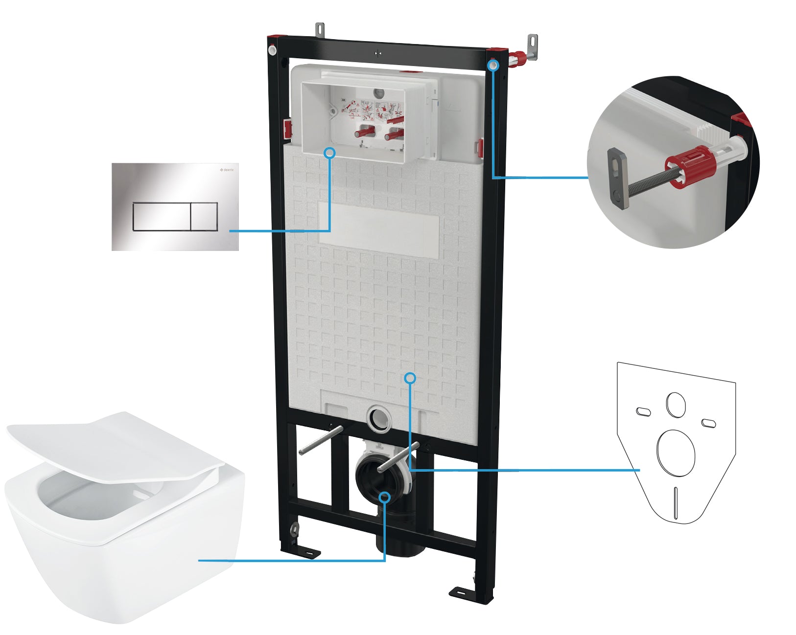 Toilet set, concealed, 6 in 1
