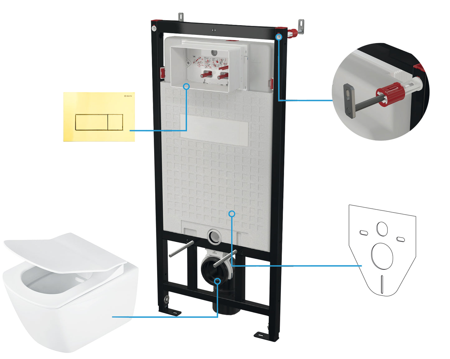 Toilet set, concealed, 6 in 1