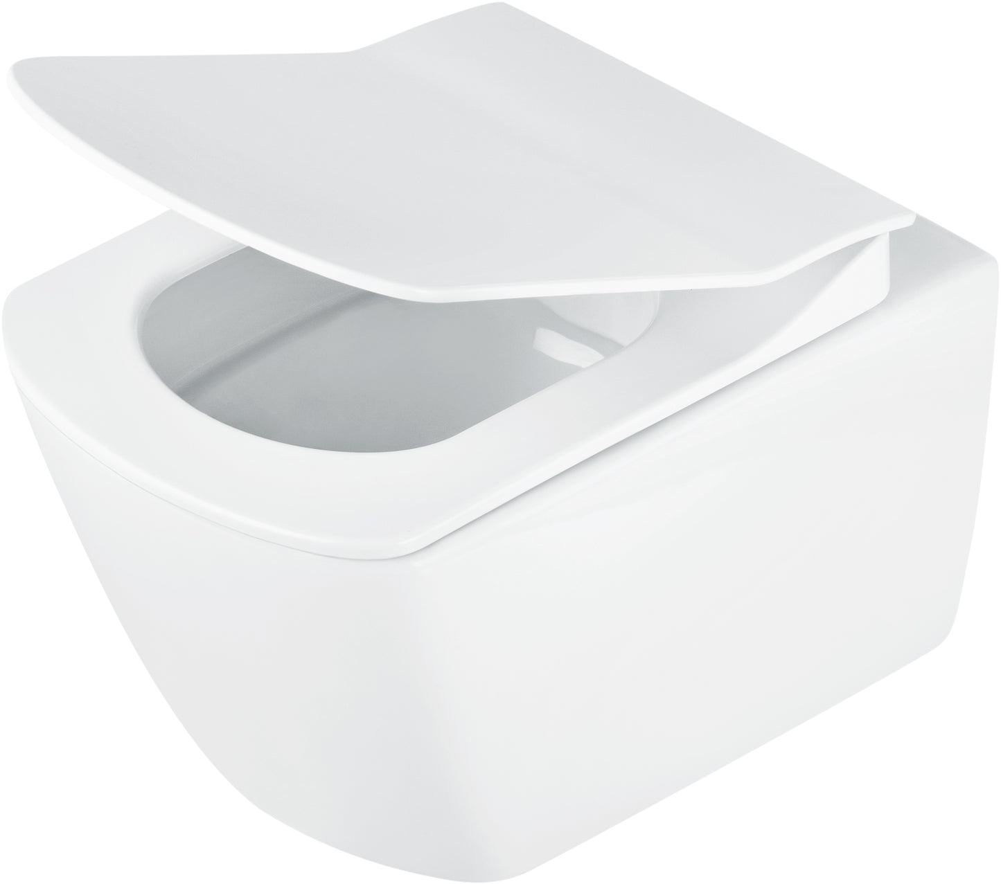 Toilet bowl, with seat, rimless