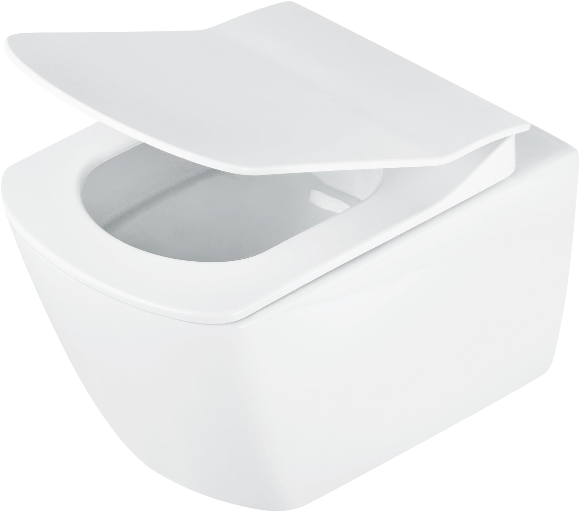 Toilet bowl, with seat, rimless