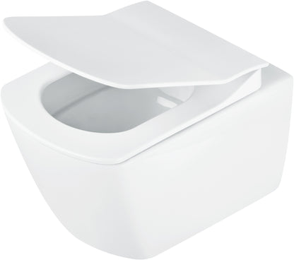 Toilet bowl, with seat, rimless