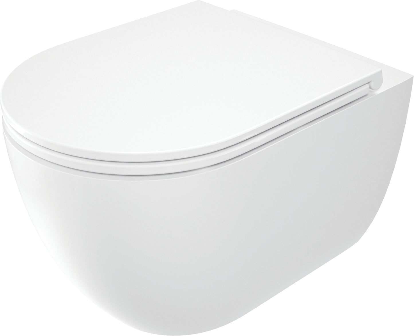 Toilet bowl, with seat, rimless