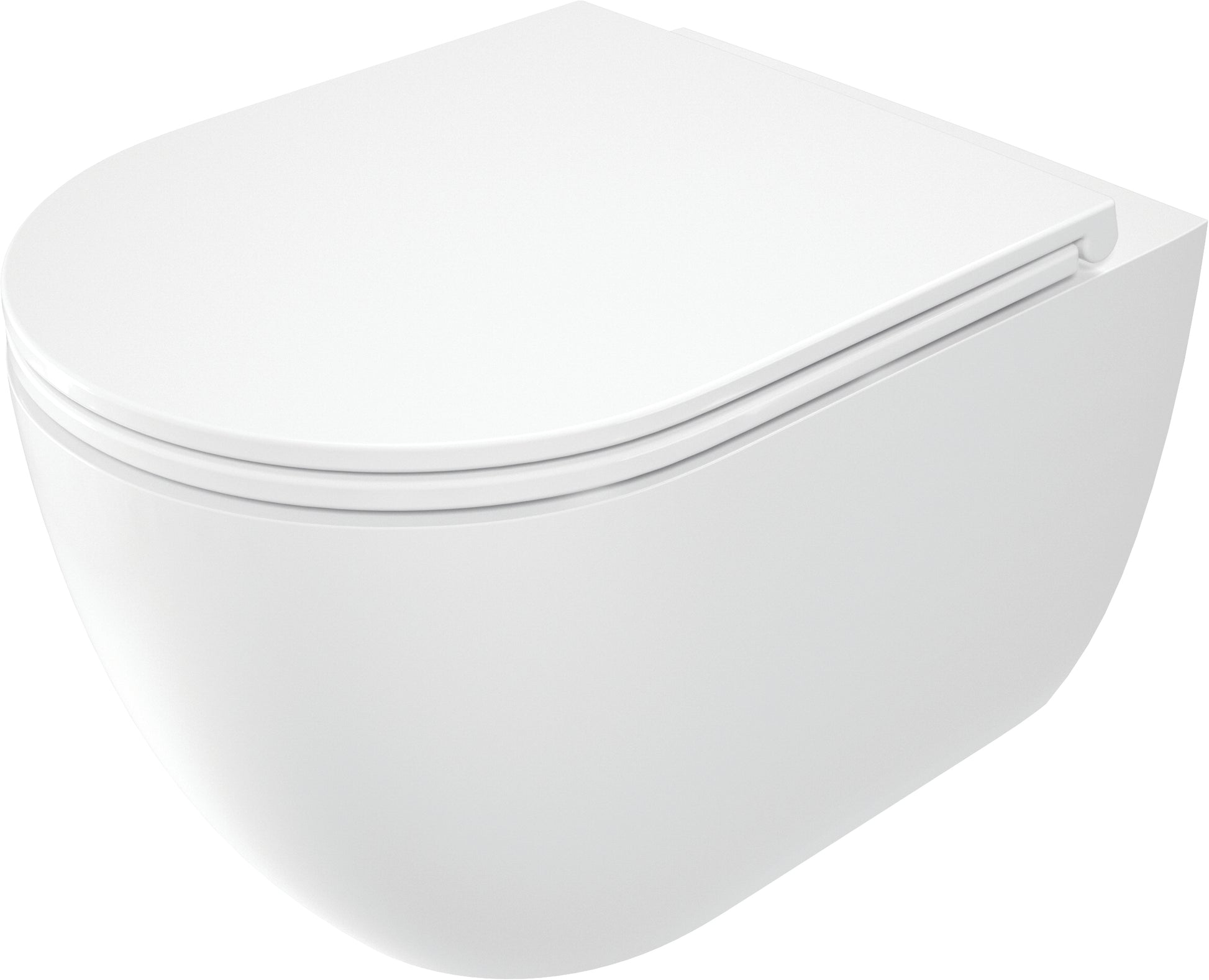 Toilet bowl, with seat, rimless