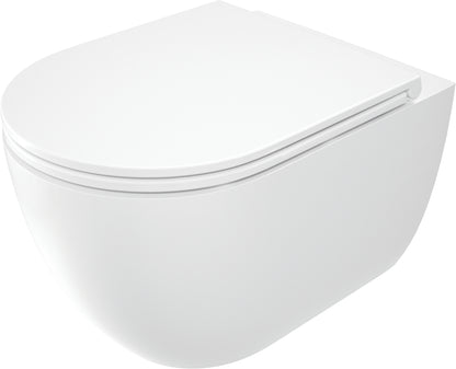 Toilet bowl, with seat, rimless