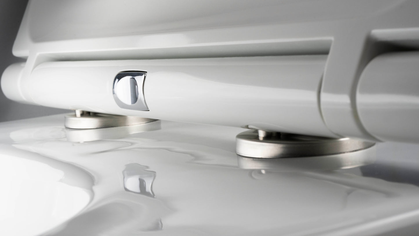 Toilet bowl, with seat, rimless