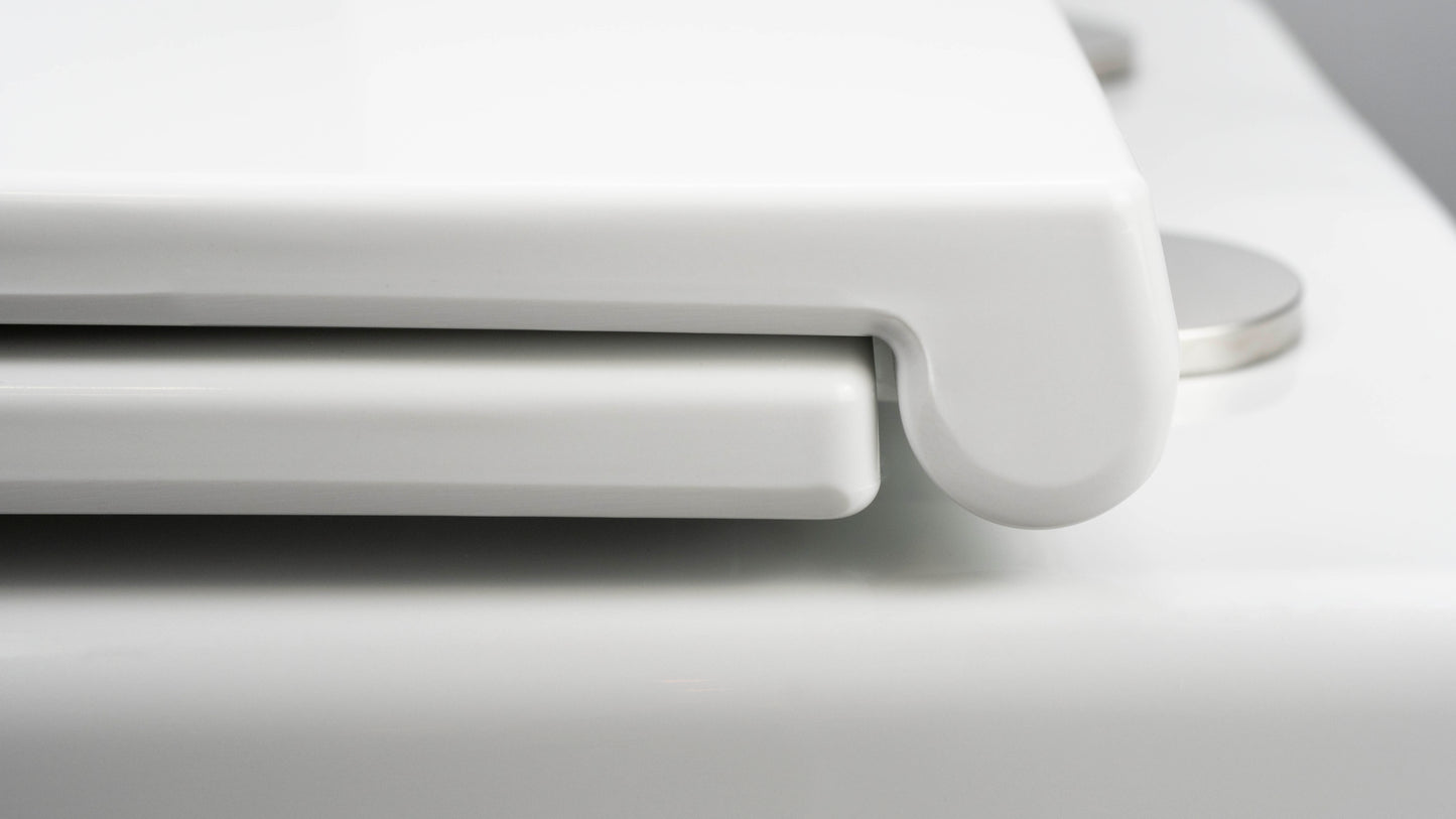 Toilet seat, slim, soft-closing