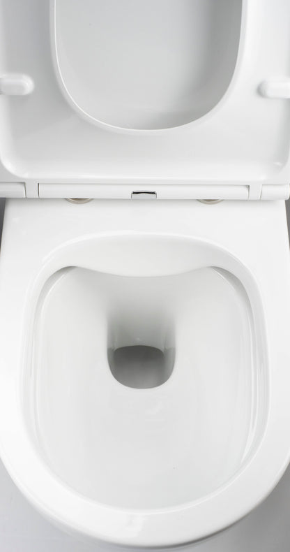 Toilet bowl, with seat, rimless