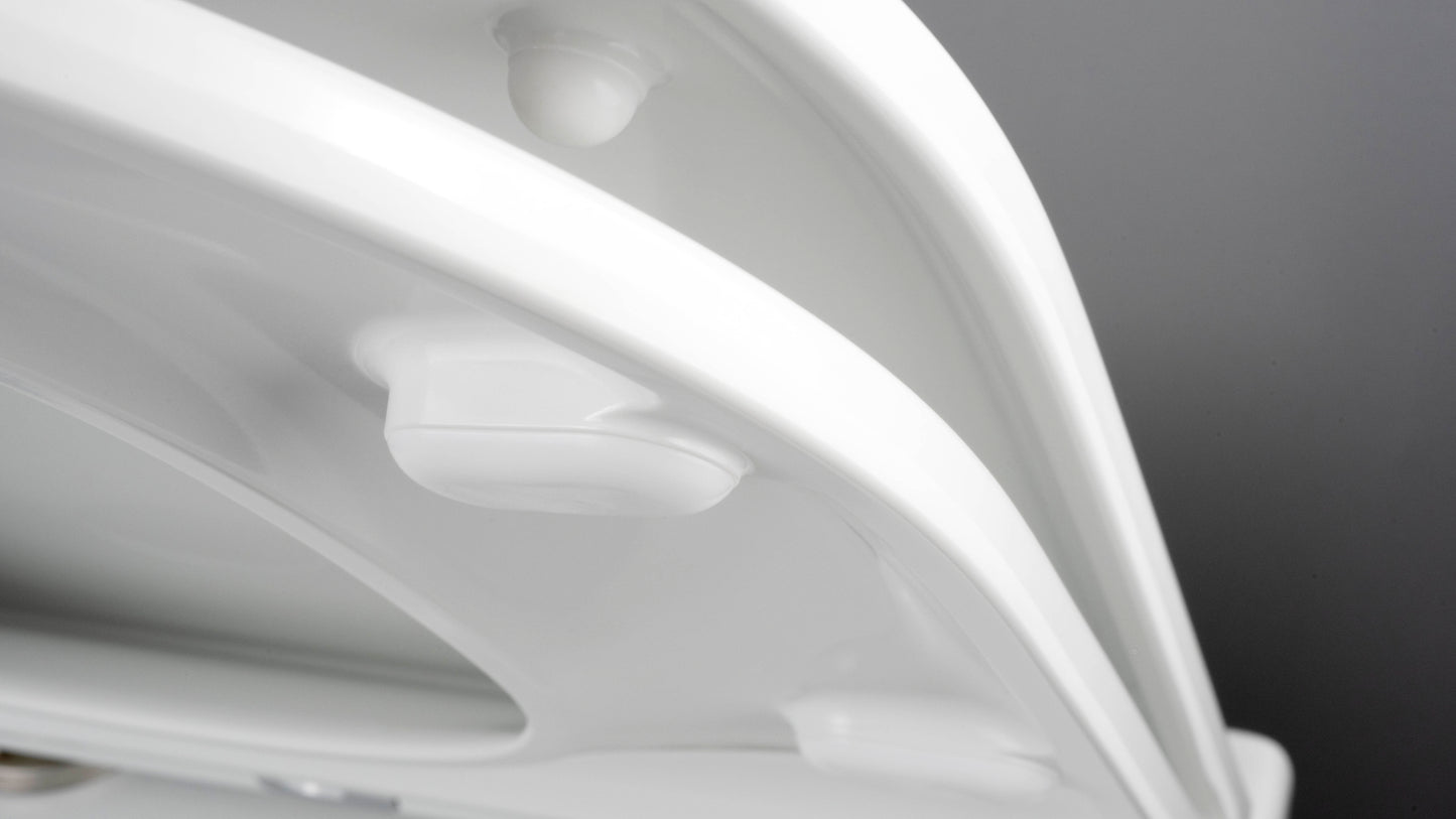 Toilet seat, slim, soft-closing