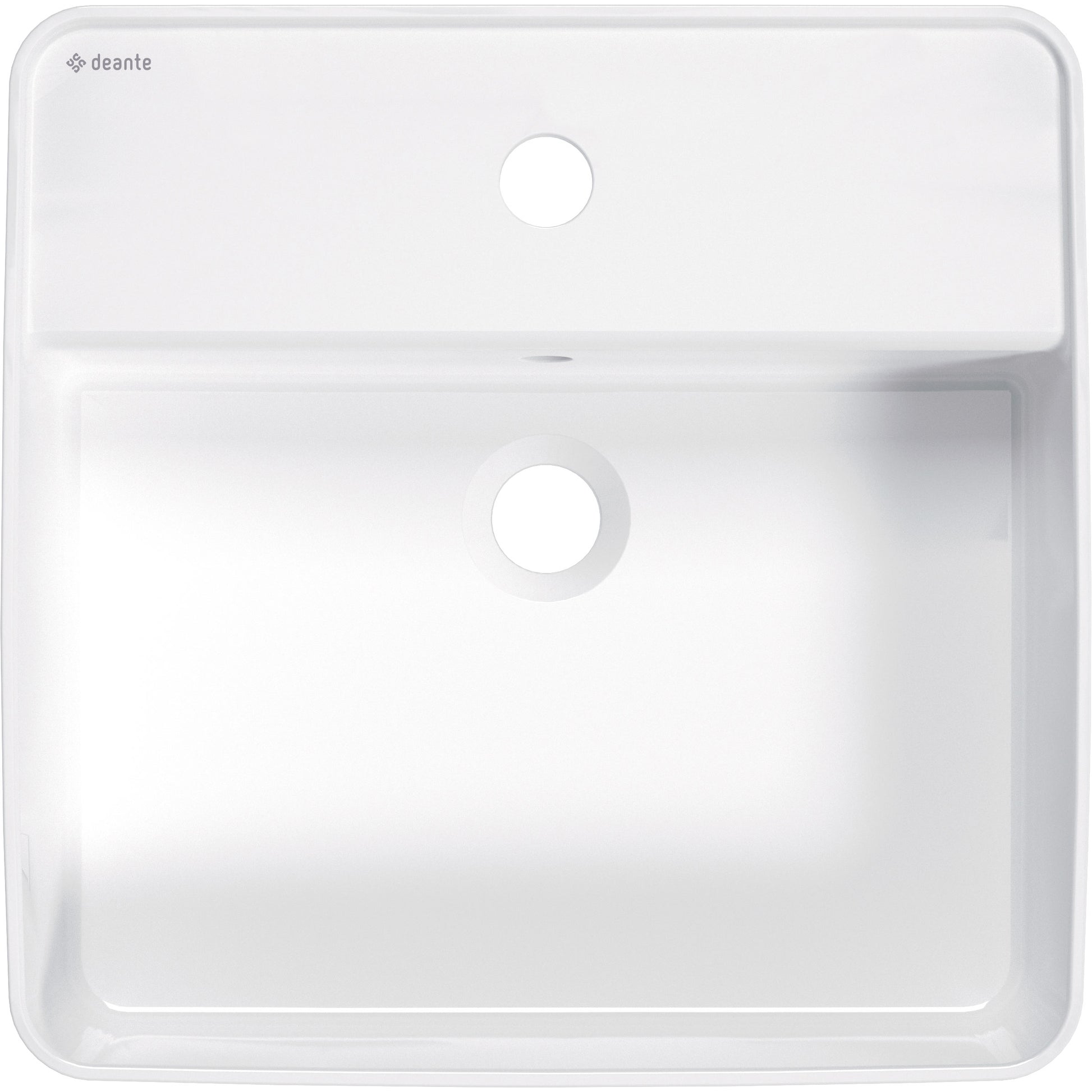 Ceramic washbasin, countertop, with tap shelf