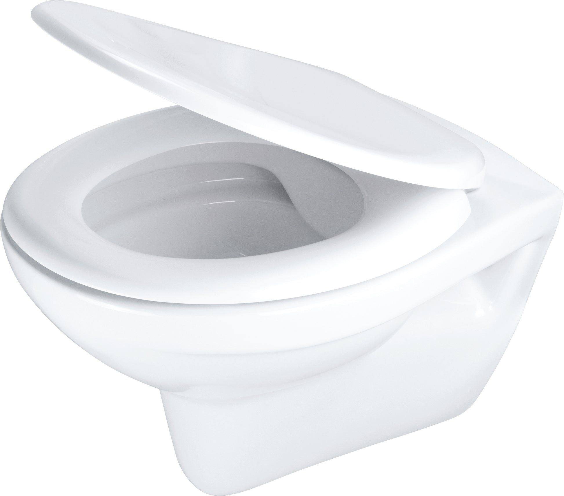 Toilet bowl, with seat, rimless