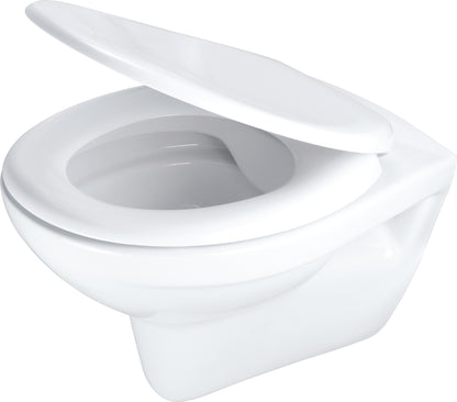 Toilet bowl, with seat, rimless