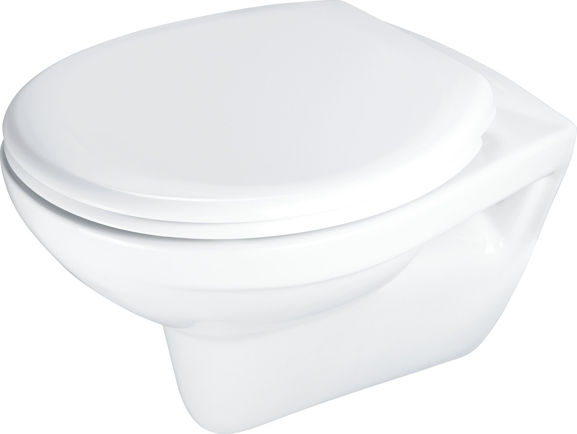 Toilet bowl, with seat, rimless
