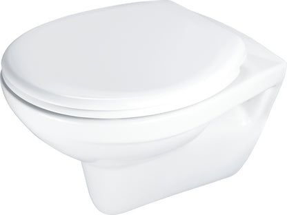 Toilet bowl, with seat, rimless