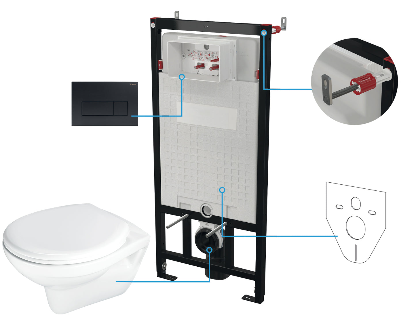 Toilet set, concealed, 6 in 1