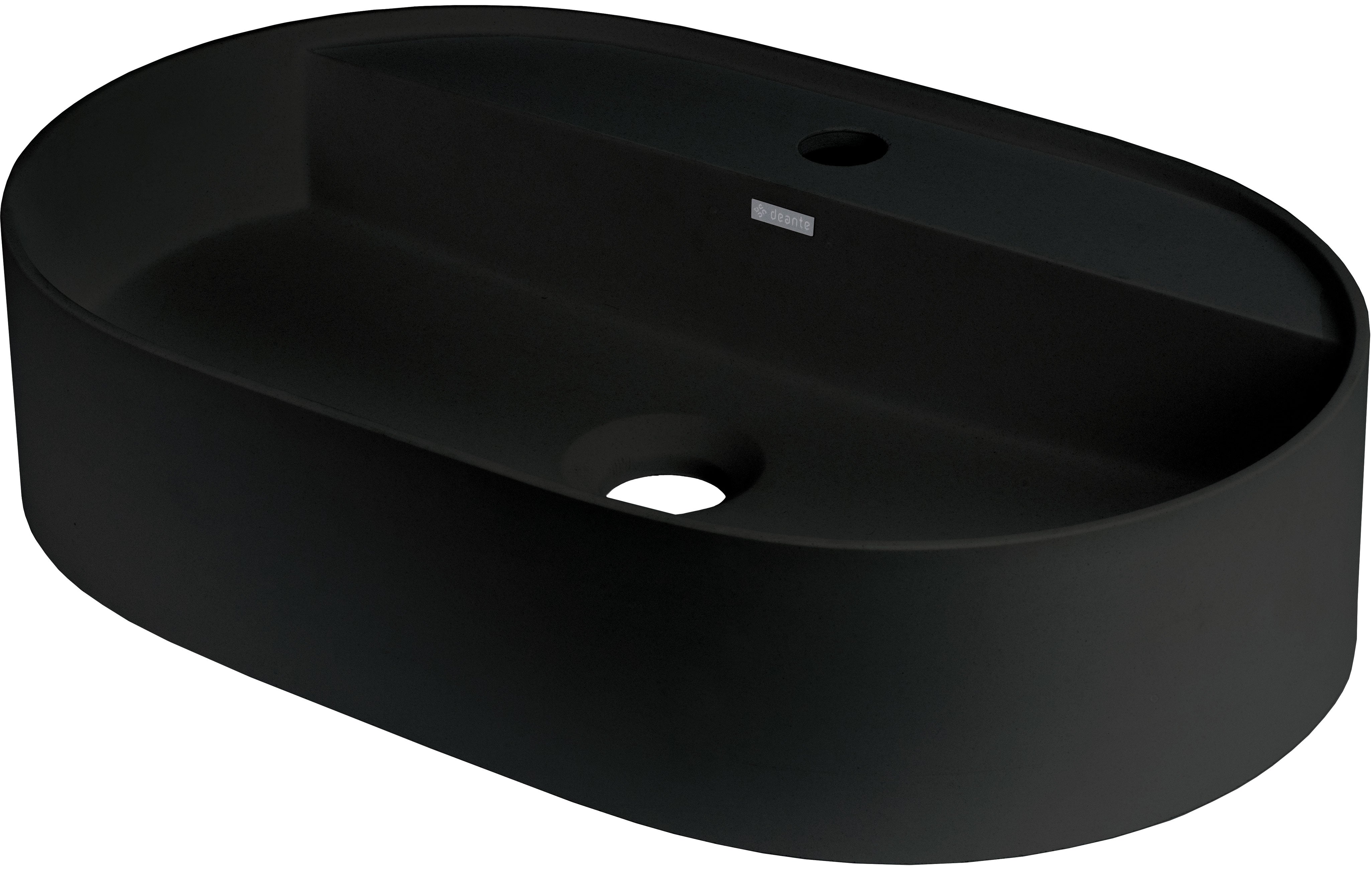 Granite washbasin, countertop, with tap shelf - oval