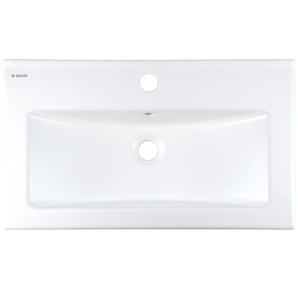 Ceramic washbasin, recessed, with tap shelf