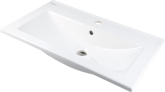 Ceramic washbasin, recessed, with tap shelf