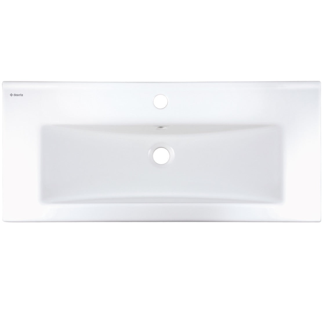 Ceramic washbasin, recessed, with tap shelf