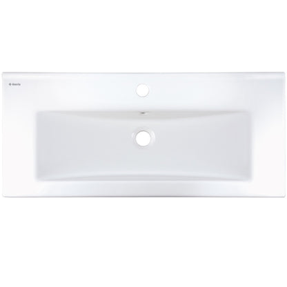 Ceramic washbasin, recessed, with tap shelf