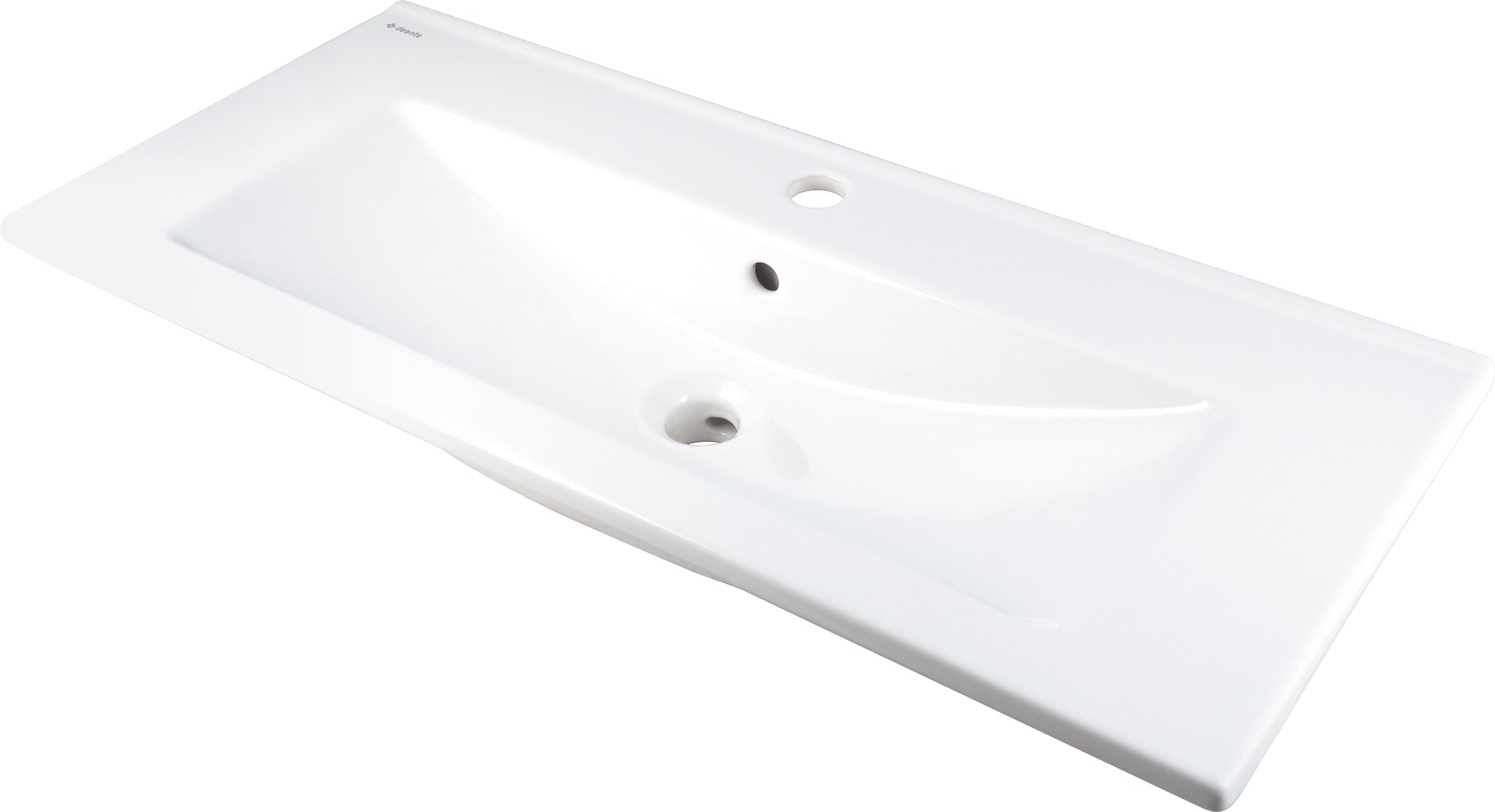 Ceramic washbasin, recessed, with tap shelf