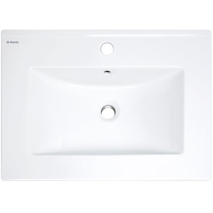 Ceramic washbasin, recessed, with tap shelf