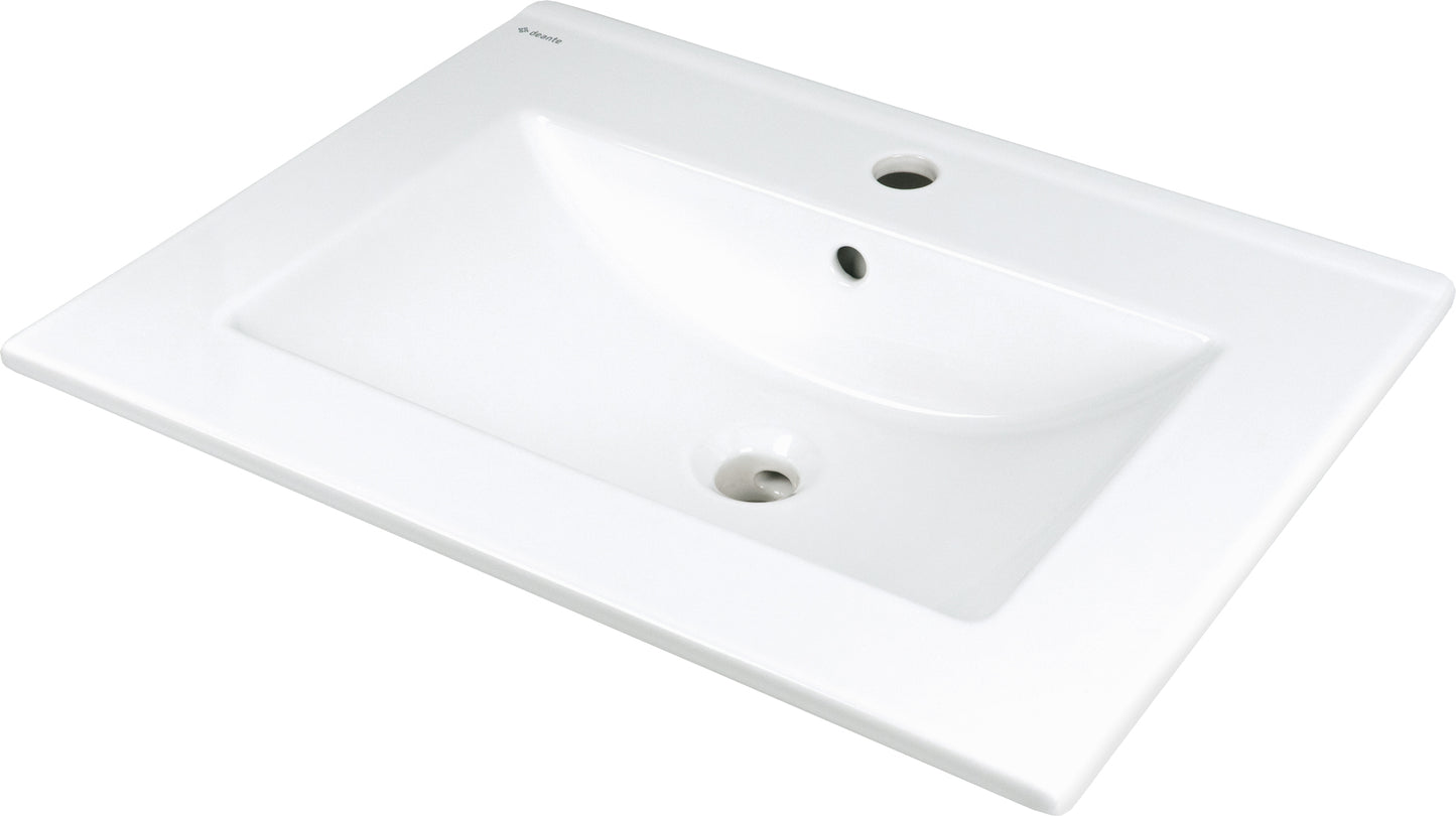 Ceramic washbasin, recessed, with tap shelf