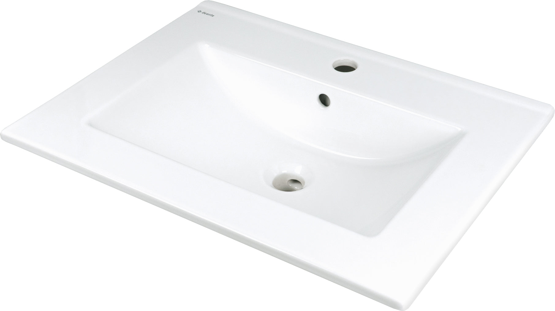 Ceramic washbasin, recessed, with tap shelf