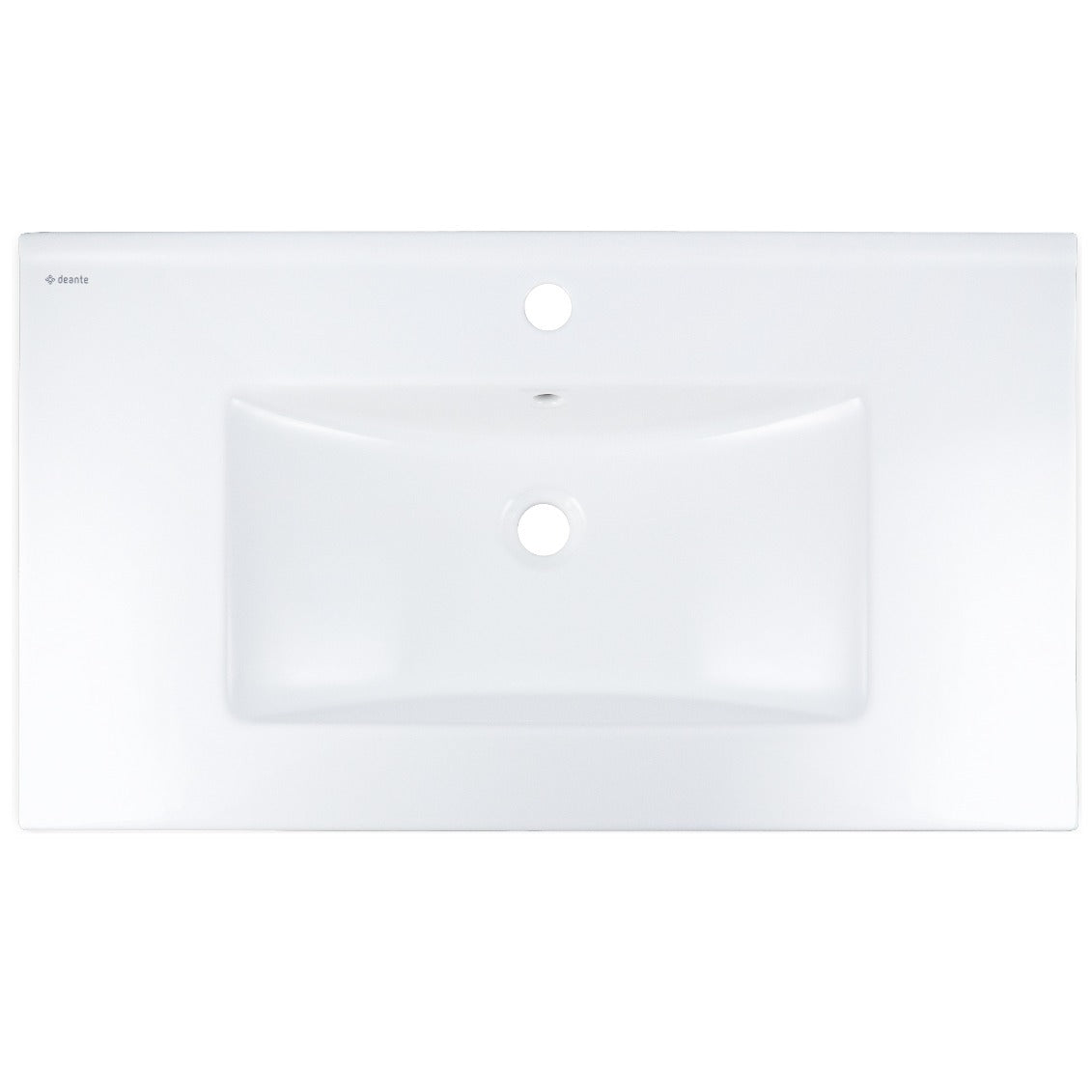 Ceramic washbasin, recessed, with tap shelf