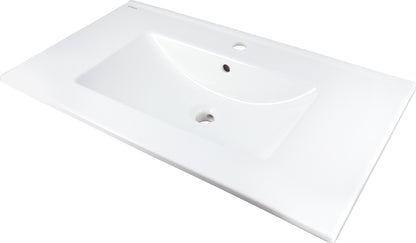 Ceramic washbasin, recessed, with tap shelf