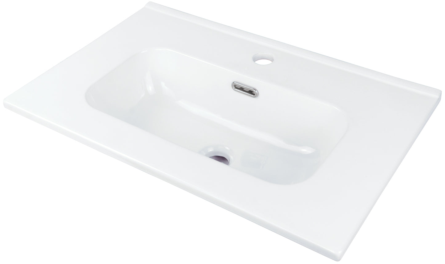 Ceramic washbasin, recessed, with tap shelf - 60 cm